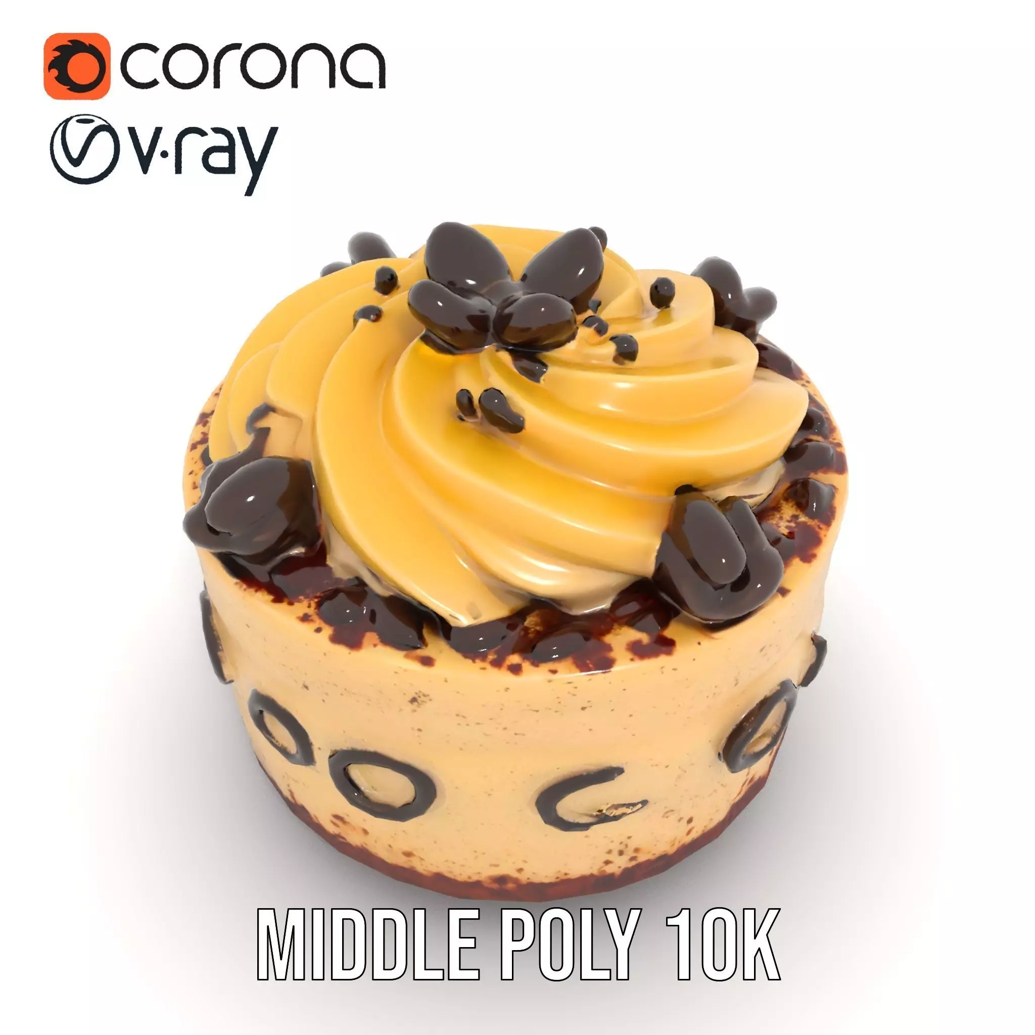 Vanilla Mocha Cake model pack Low-poly 3D model_7