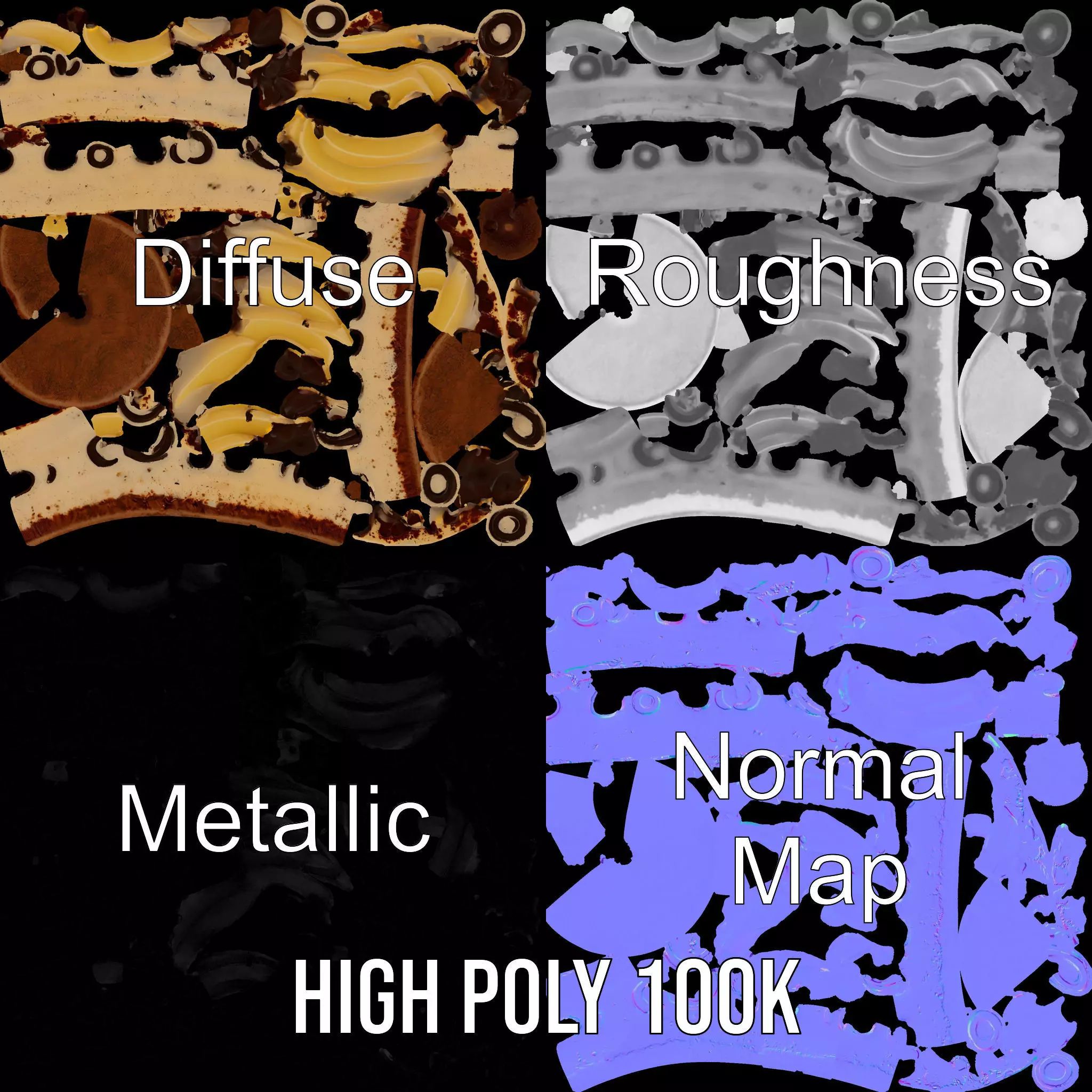 Vanilla Mocha Cake model pack Low-poly 3D model_4