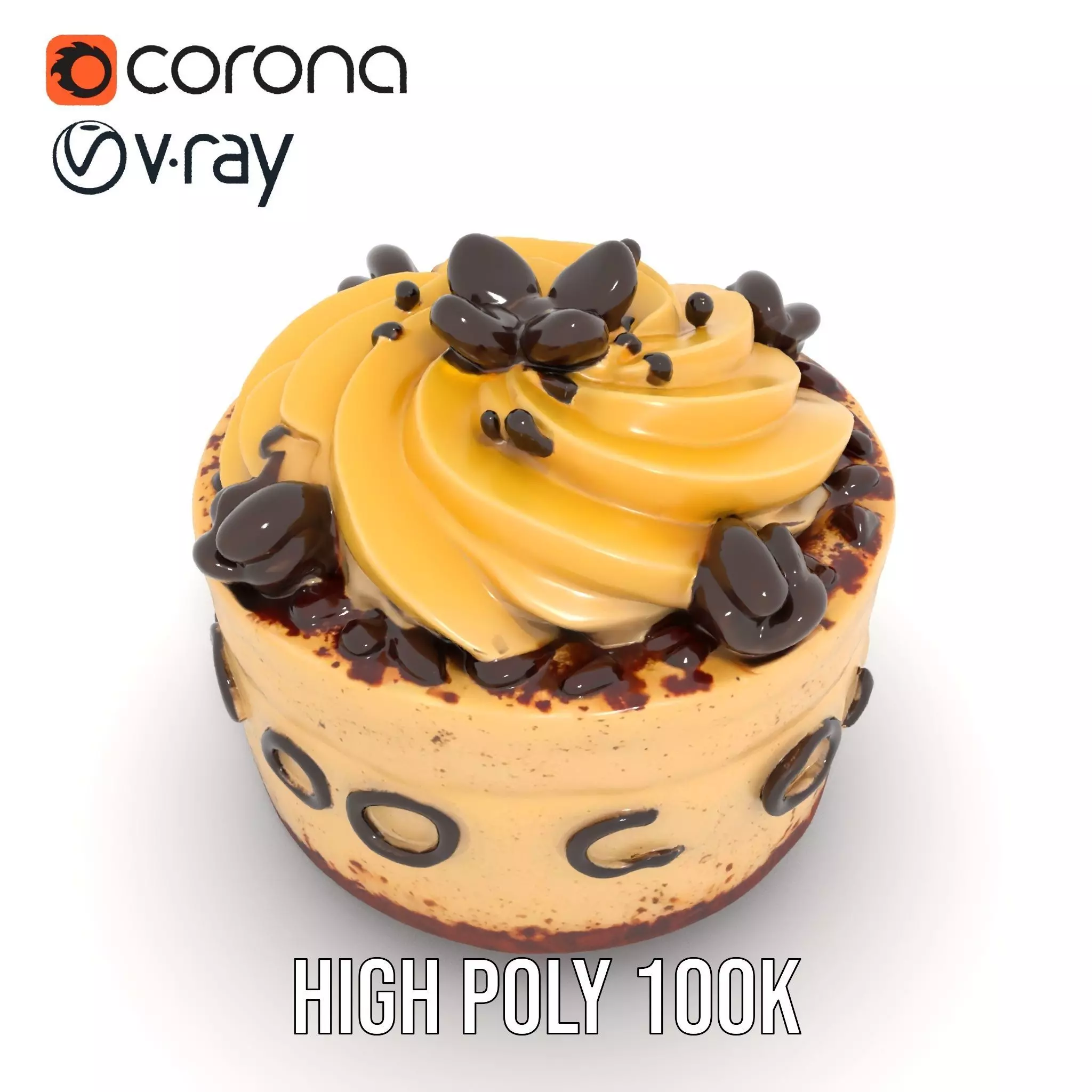 Vanilla Mocha Cake model pack Low-poly 3D model_21