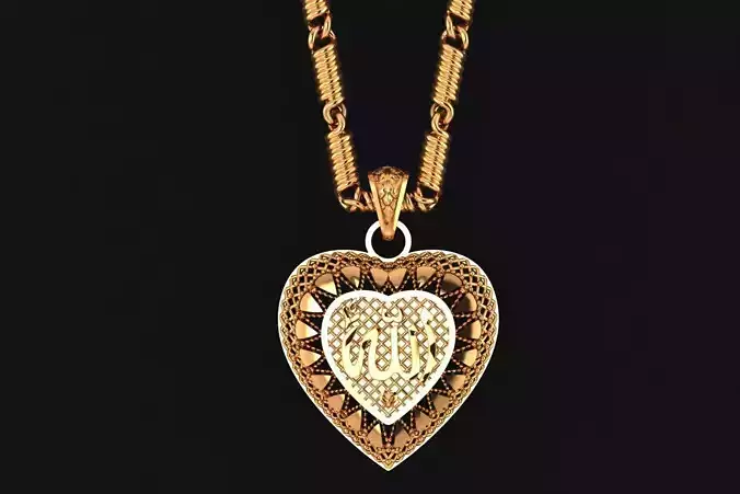 Allah Heart Pendant 2gm