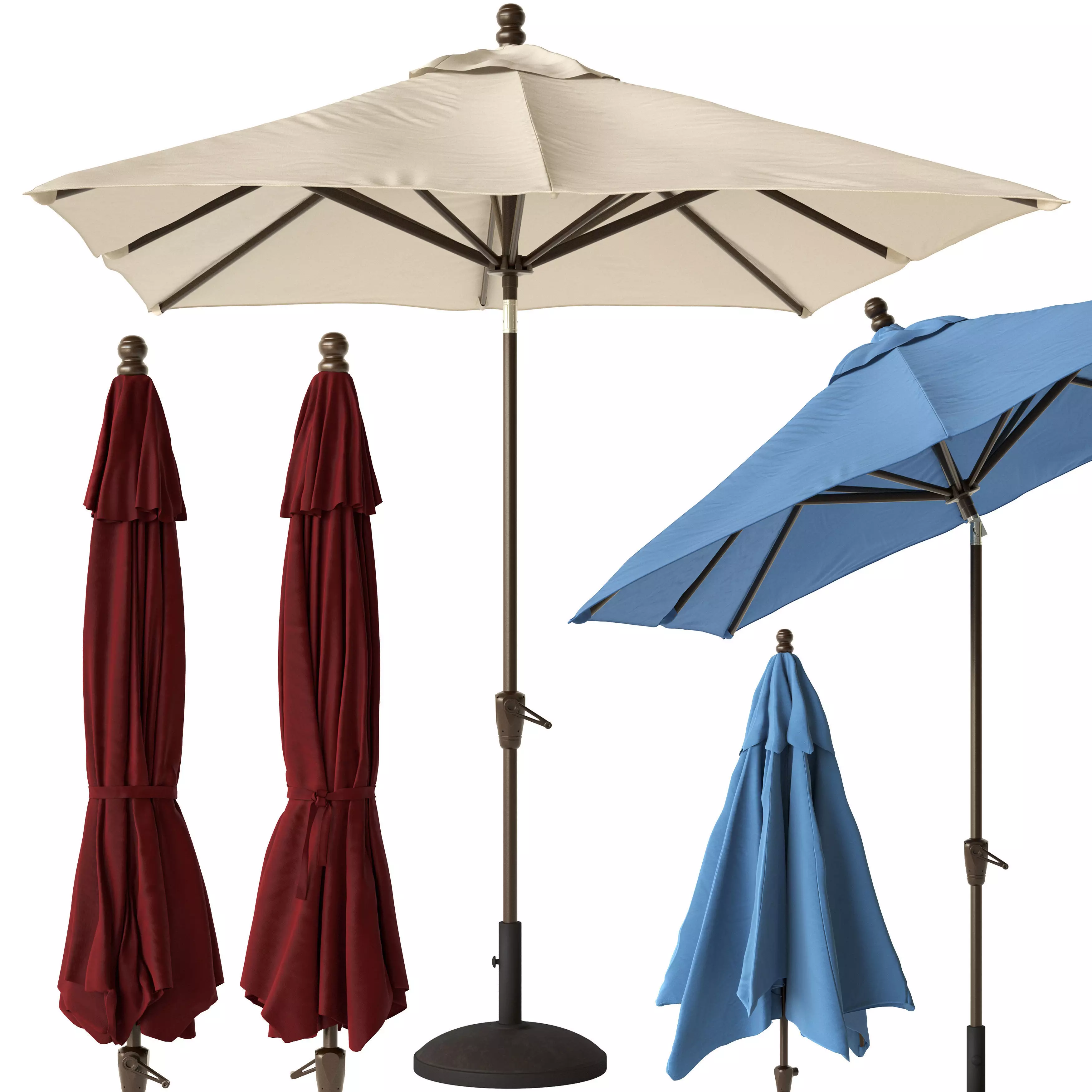 Rectangular Patio Umbrella Pottery Barn 3D model