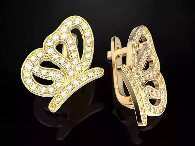 Butterfly earring 3D print model