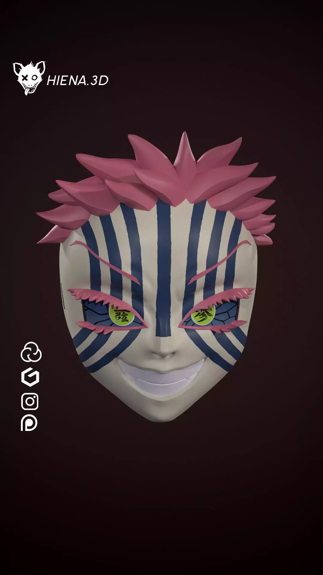 Kimetsu no yaiba akaza mask cosplay demon slayer 3D print model_0