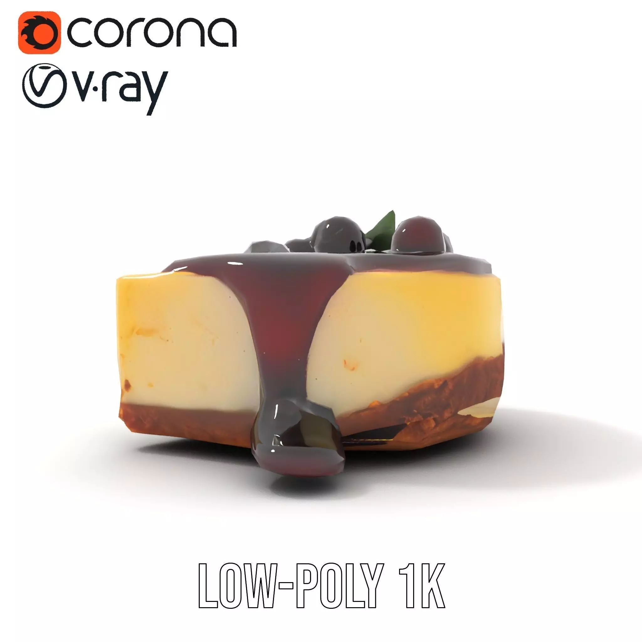 Cherry Cheesecake Dessert model pack Low-poly 3D model_13