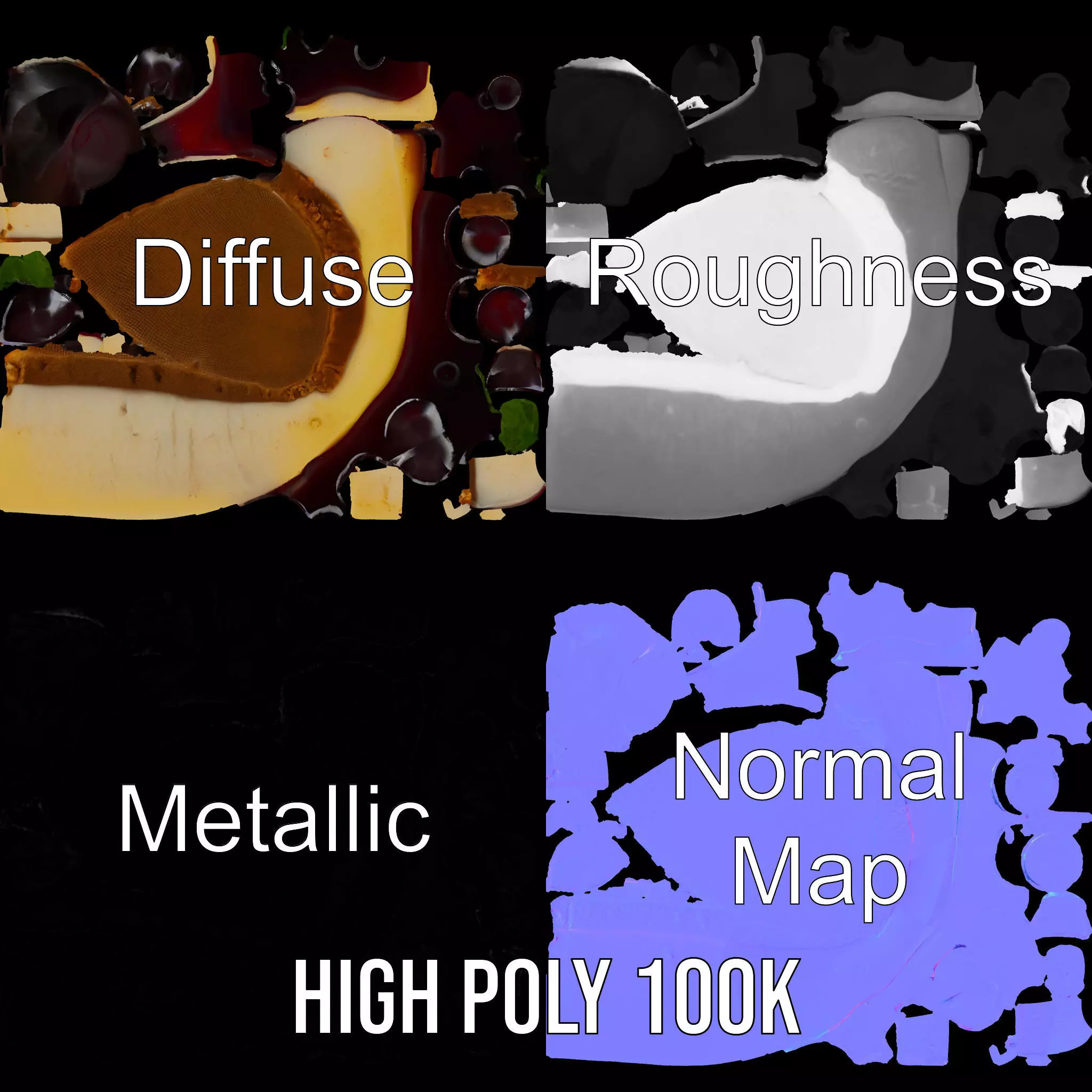 Cherry Cheesecake Dessert model pack Low-poly 3D model_4