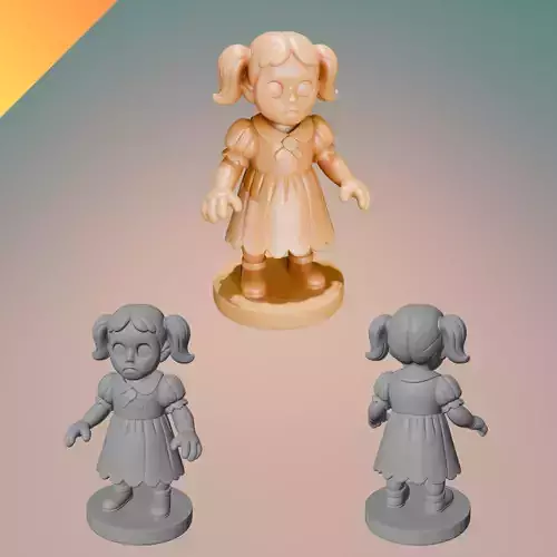 Creepy Haunted Doll Girl 3D Printable Horror Figurine