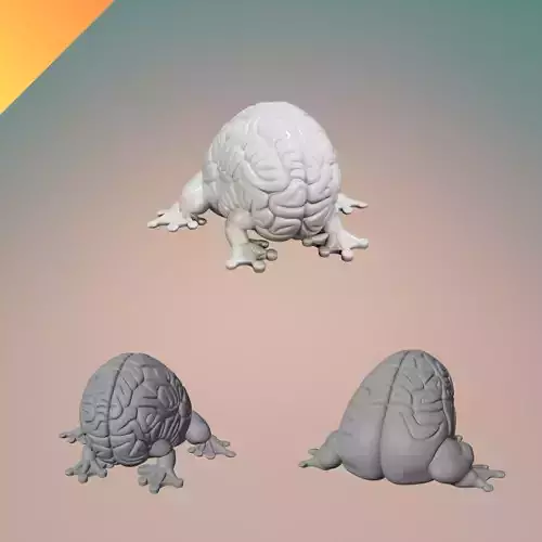 Brain Frog Creature STL OBJ GLB 3D Printable Hybrid Brain Toad