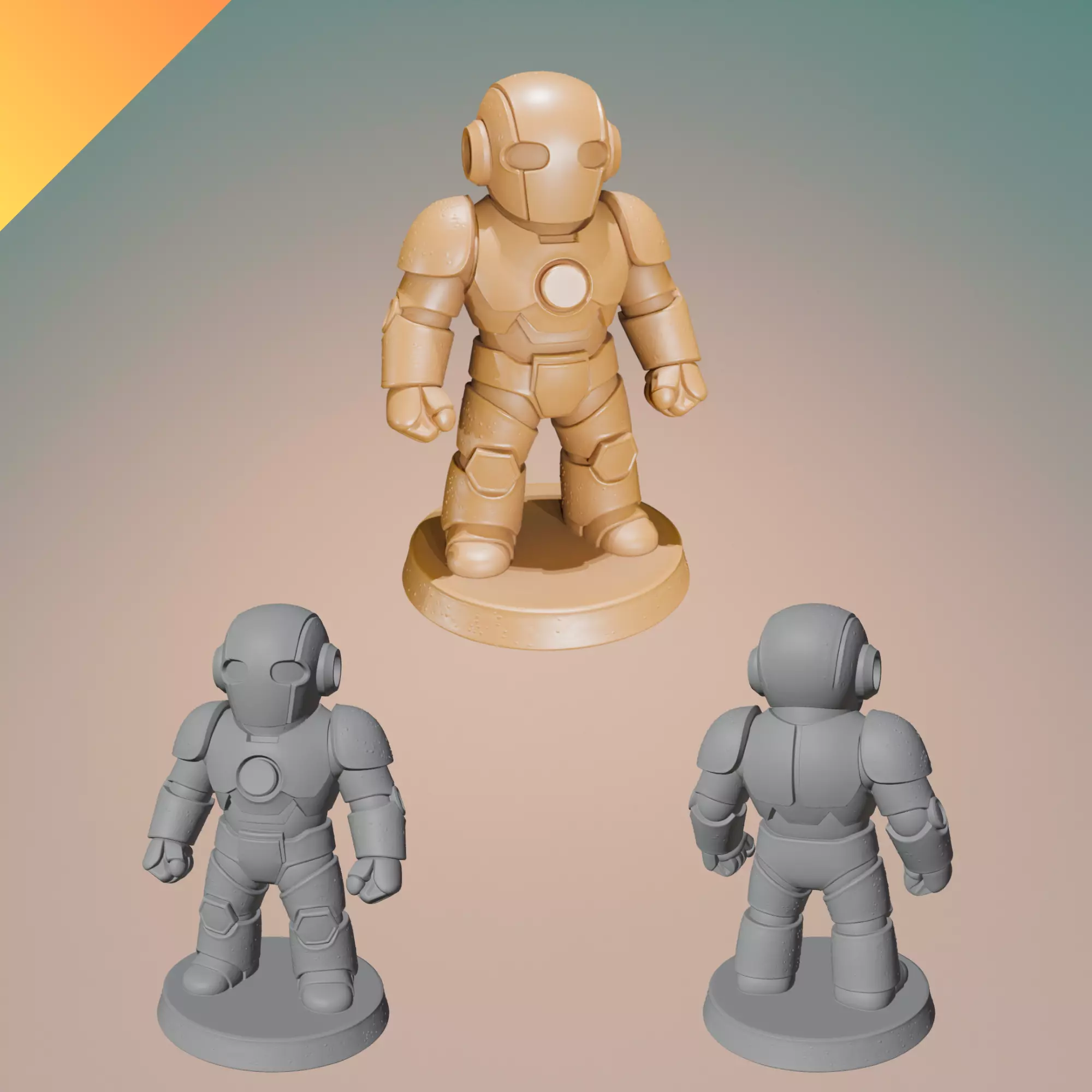 Ironman from Marvel Game Pawn STL OBJ and GLB 3D Print Model 3D print model_0