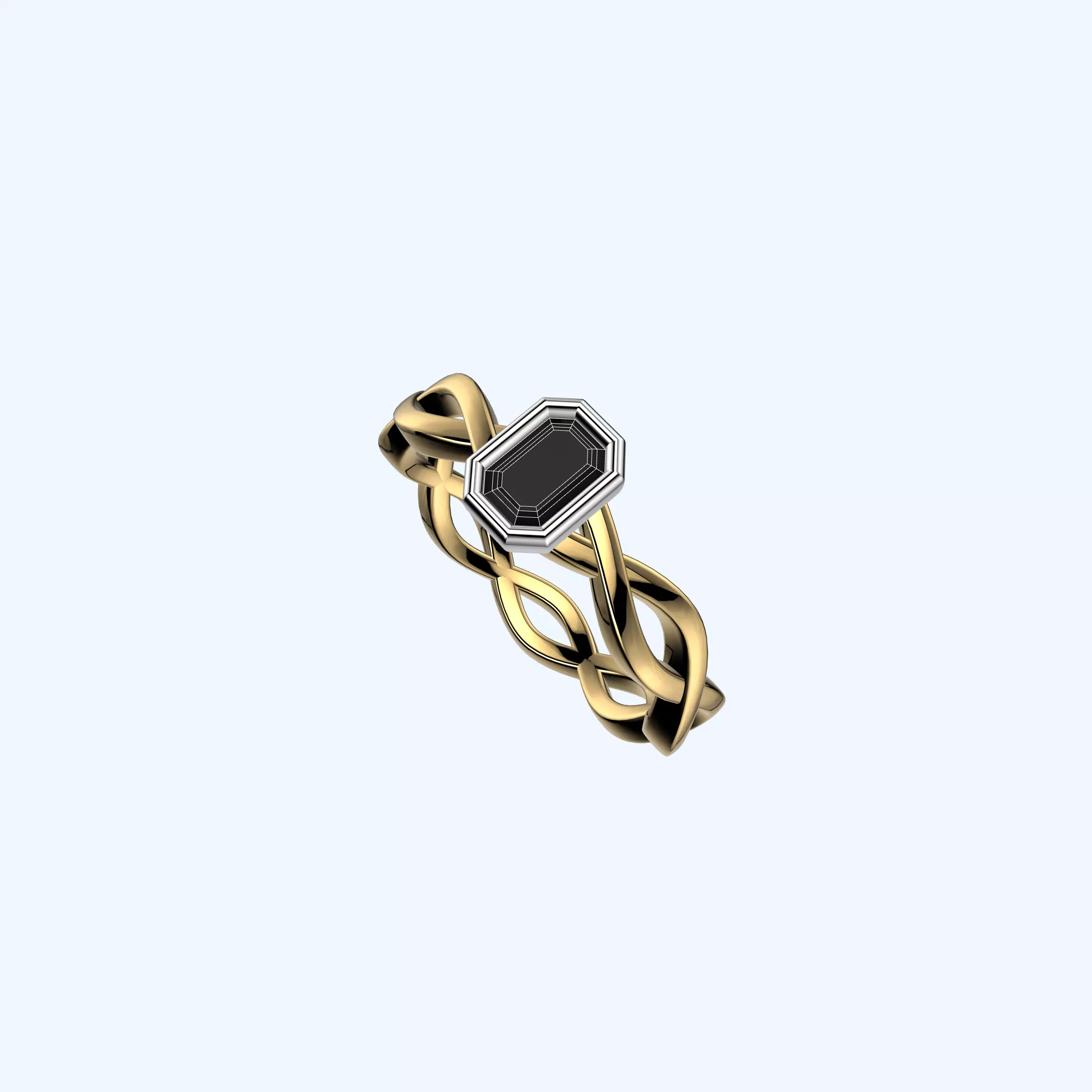Emerald Cut Weaves Ring 3D print model_1