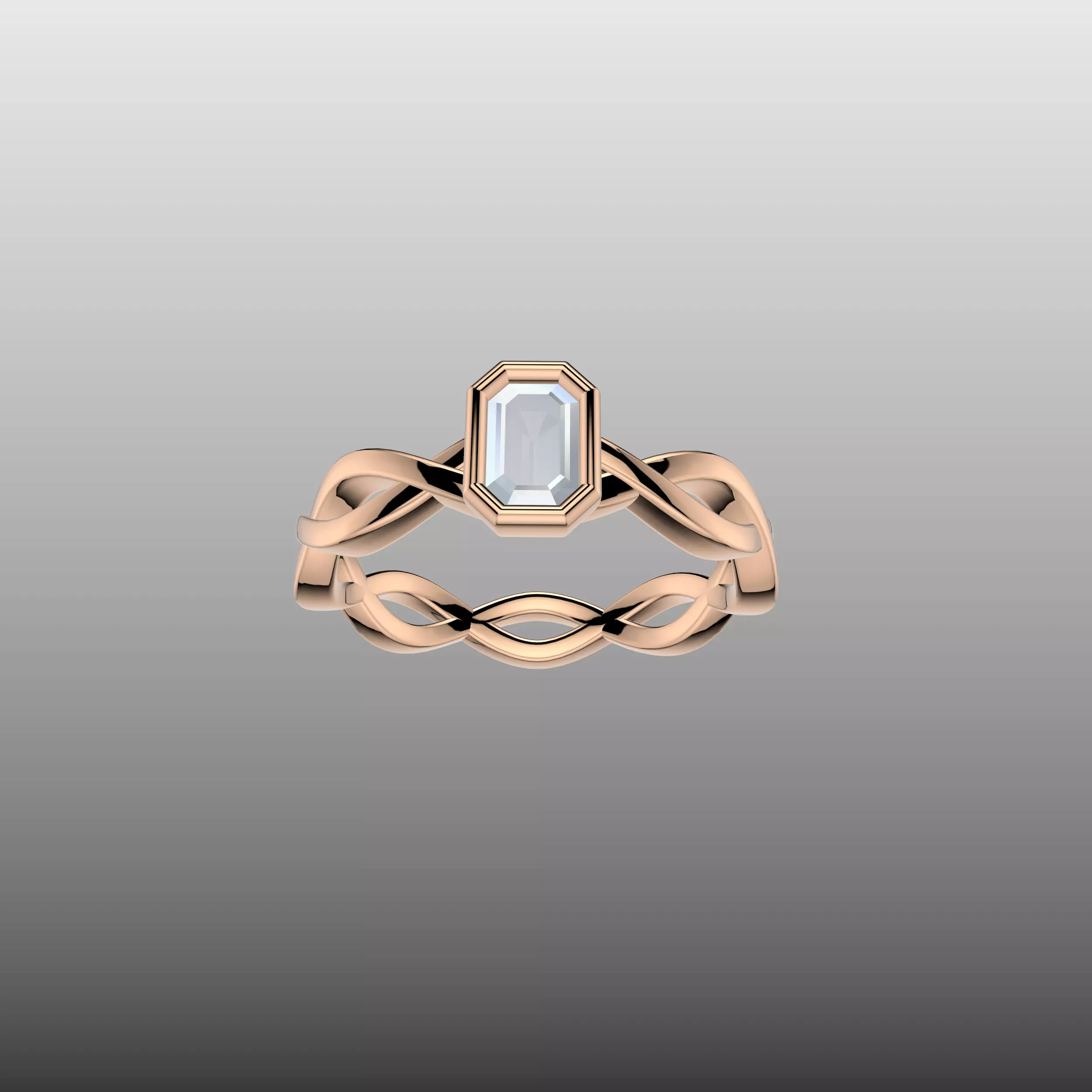 Emerald Cut Weaves Ring 3D print model_4