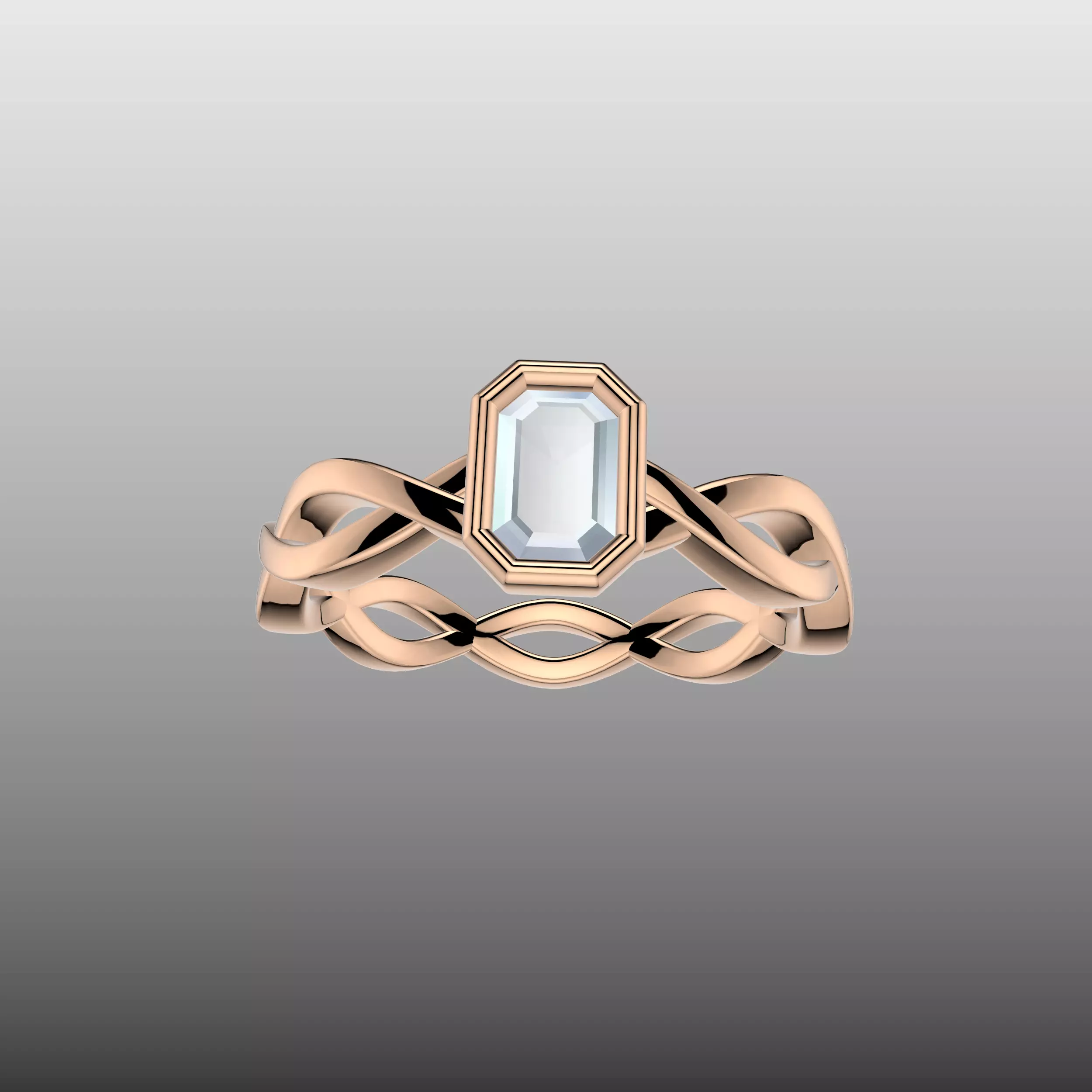 Emerald Cut Weaves Ring 3D print model_6