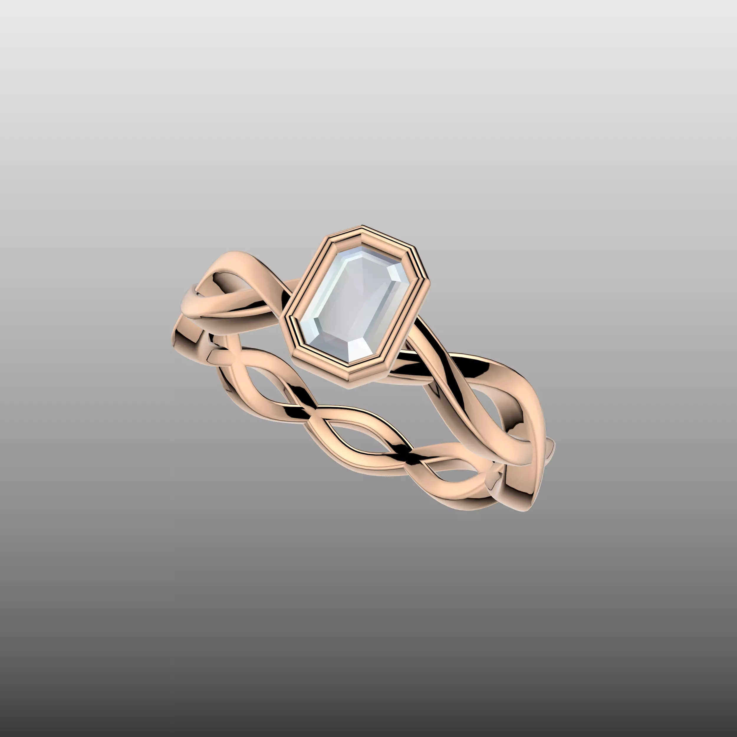 Emerald Cut Weaves Ring 3D print model_5