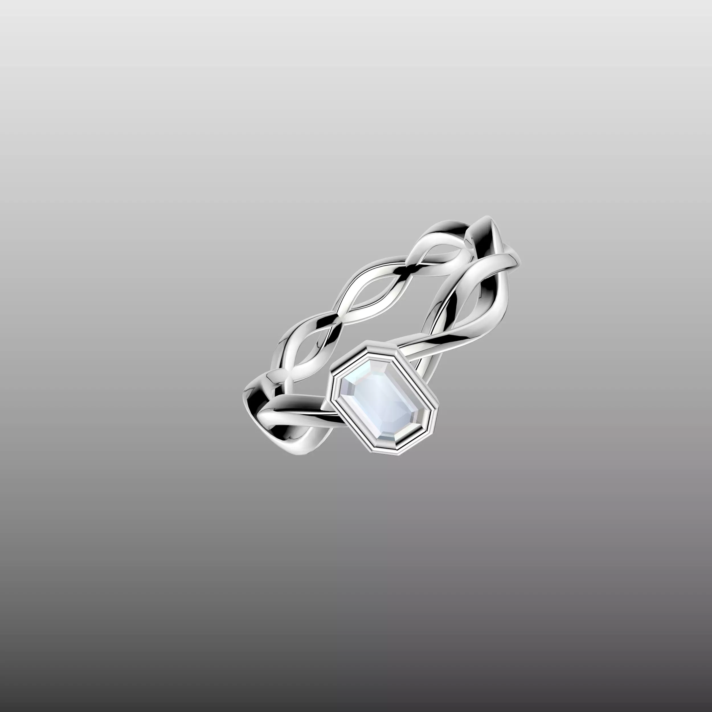 Emerald Cut Weaves Ring 3D print model_8