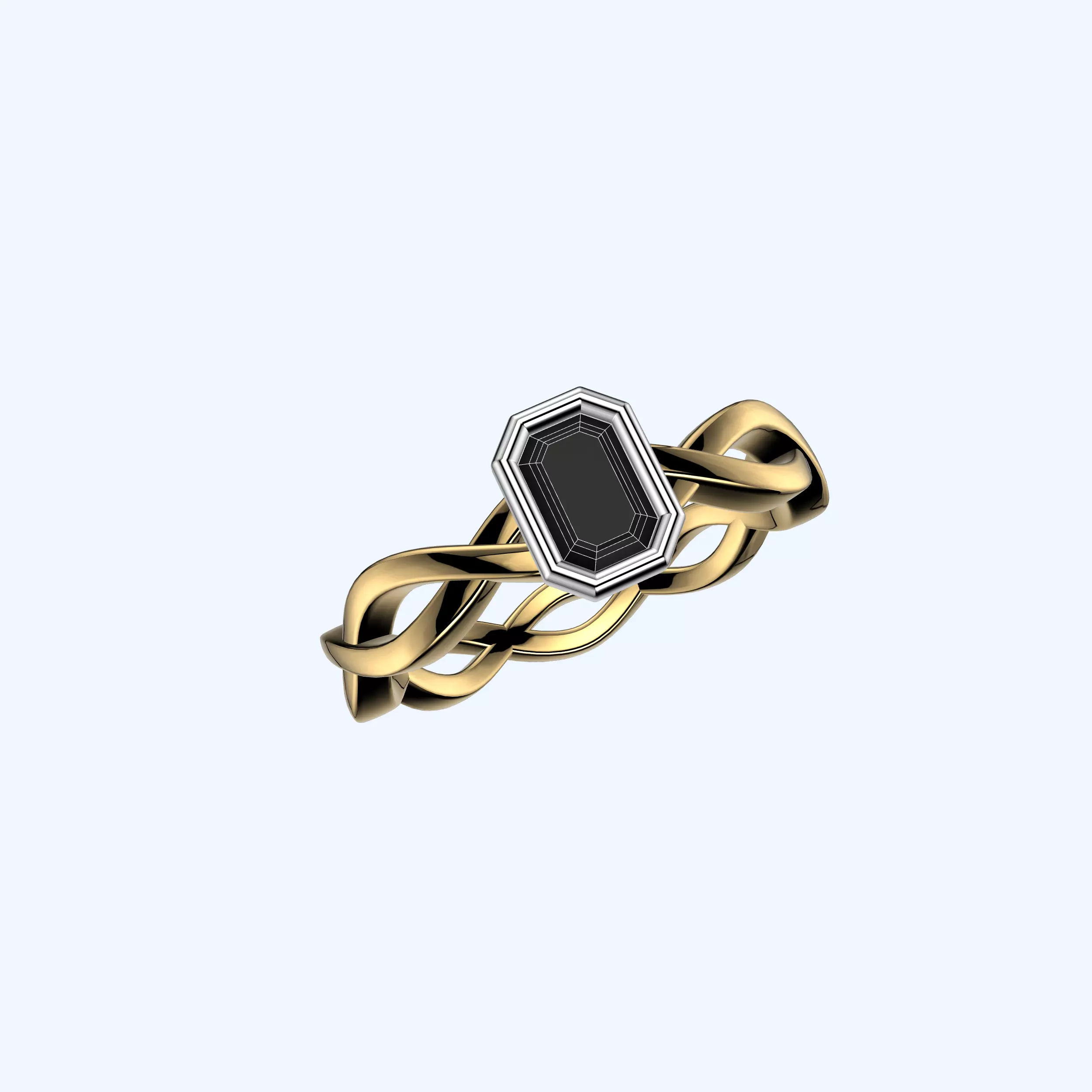 Emerald Cut Weaves Ring 3D print model_0