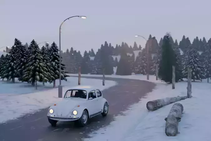 Snowy Road winter landscape