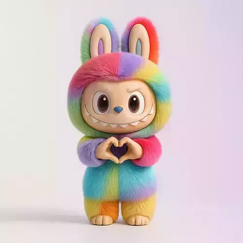 Rainbow Labubu Pop Mart Kasing Lung toy 3D print model