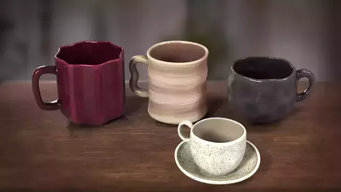 4 Ceramic Cups Pack