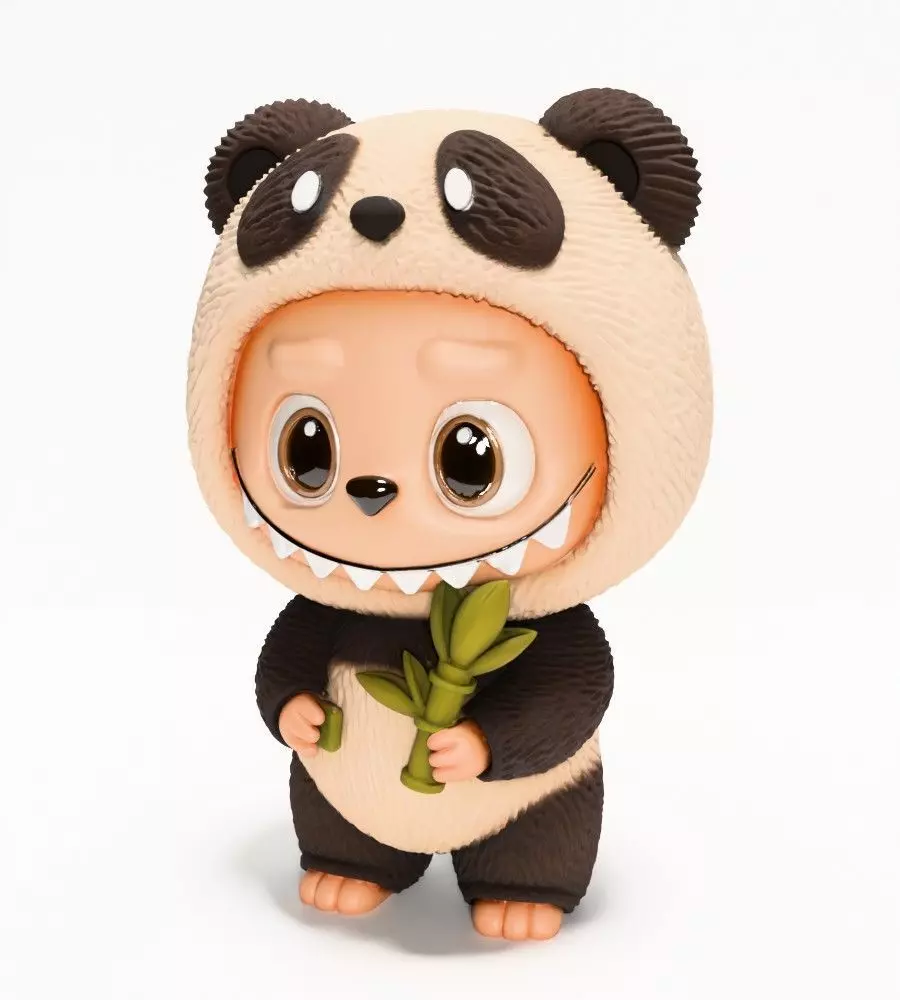 Panda Bear Labubu Pop Mart Kasing Lung toy 3D print model_2