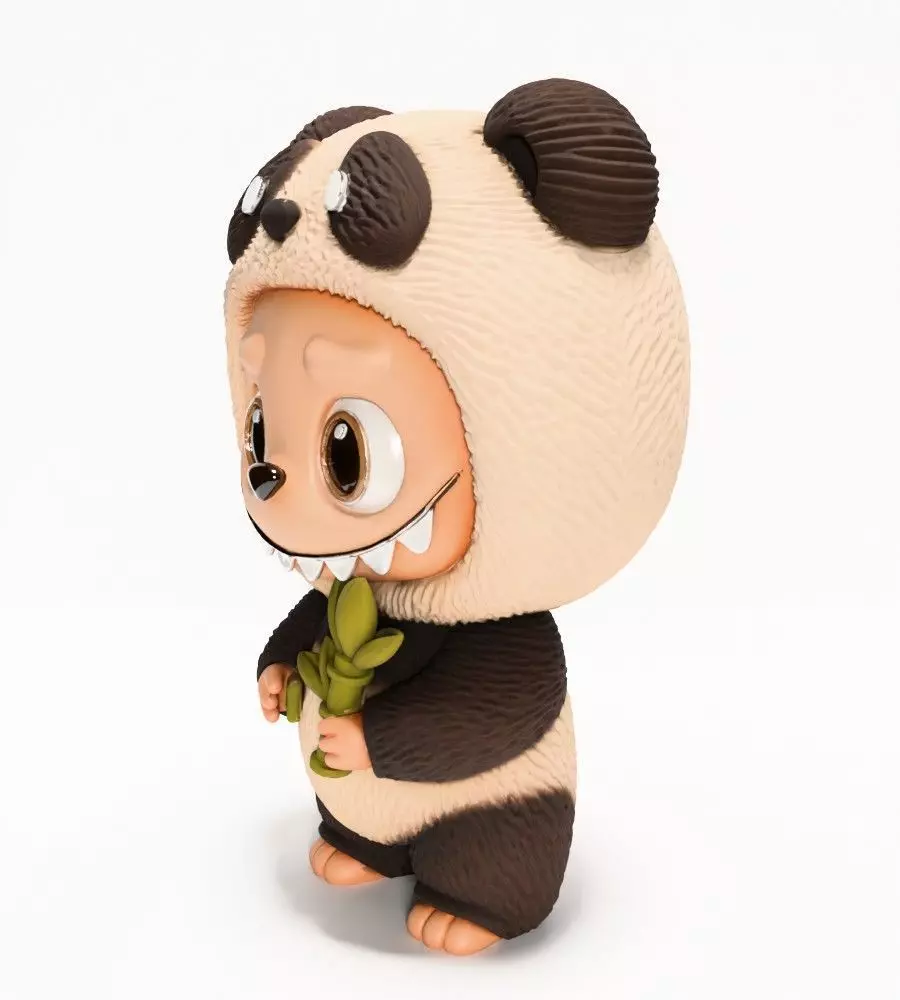 Panda Bear Labubu Pop Mart Kasing Lung toy 3D print model_4