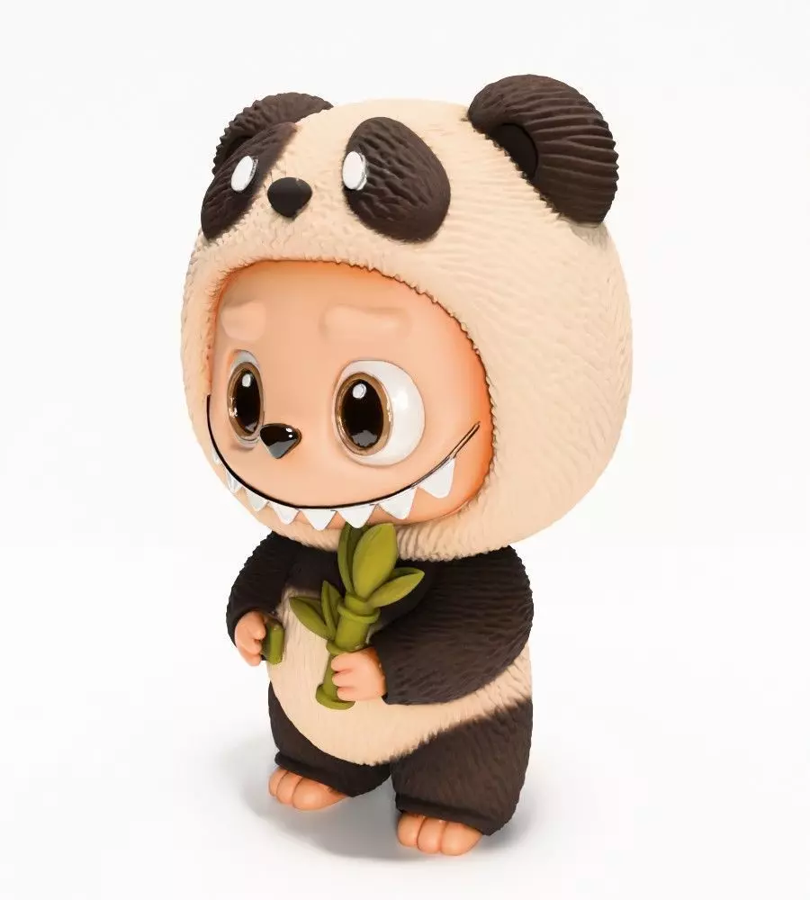 Panda Bear Labubu Pop Mart Kasing Lung toy 3D print model_3
