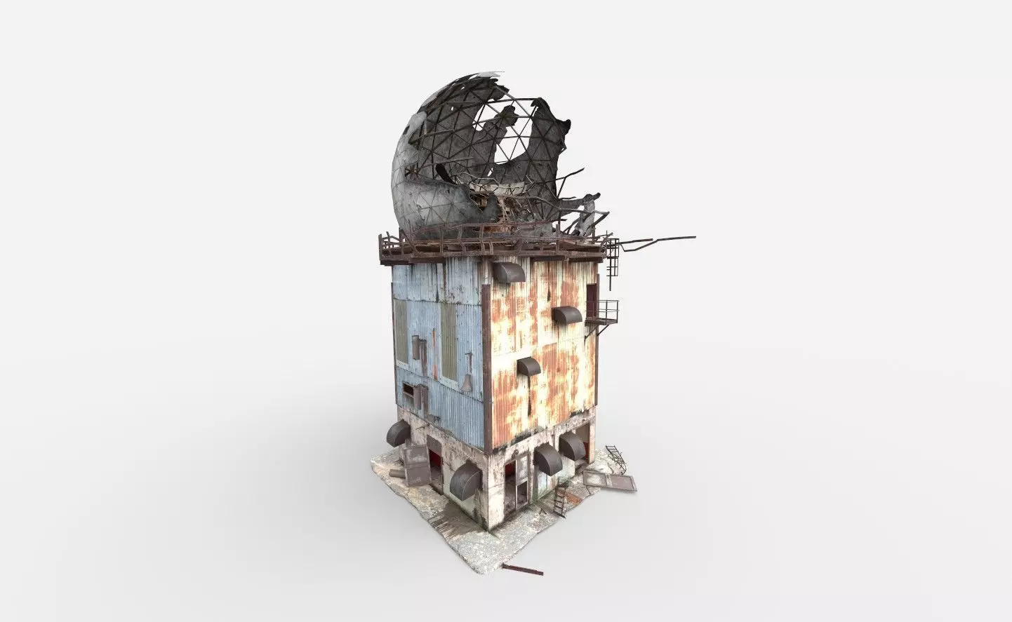 Damaged Radar Building 3D model