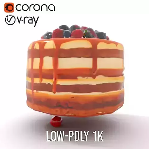 Caramel Berry Cake model pack Low-poly 3D model 7