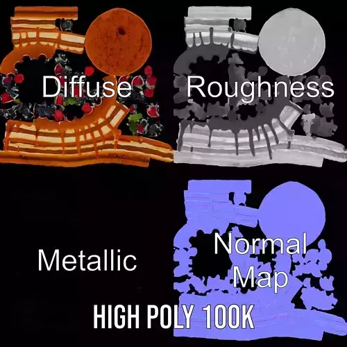 Caramel Berry Cake model pack Low-poly 3D model 3