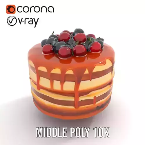 Caramel Berry Cake model pack Low-poly 3D model 6