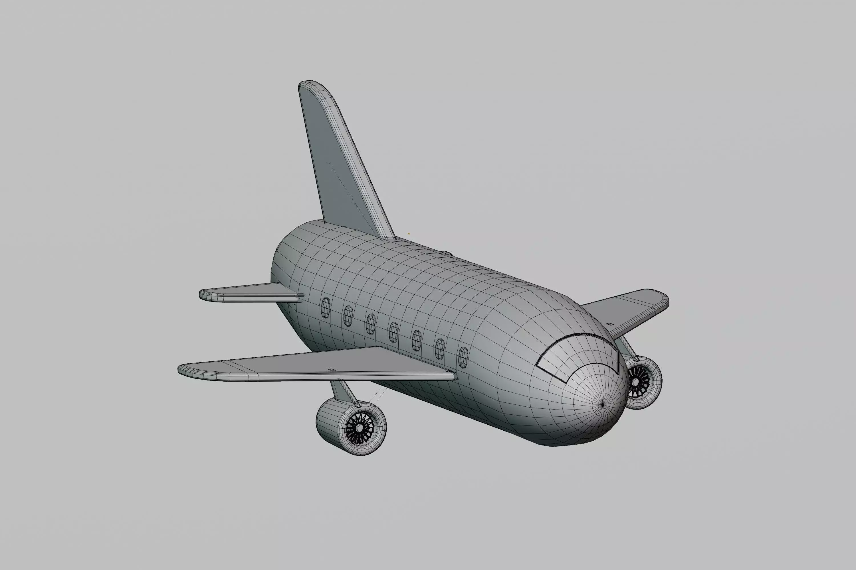 Airplane cartoon Low-poly 3D model_6