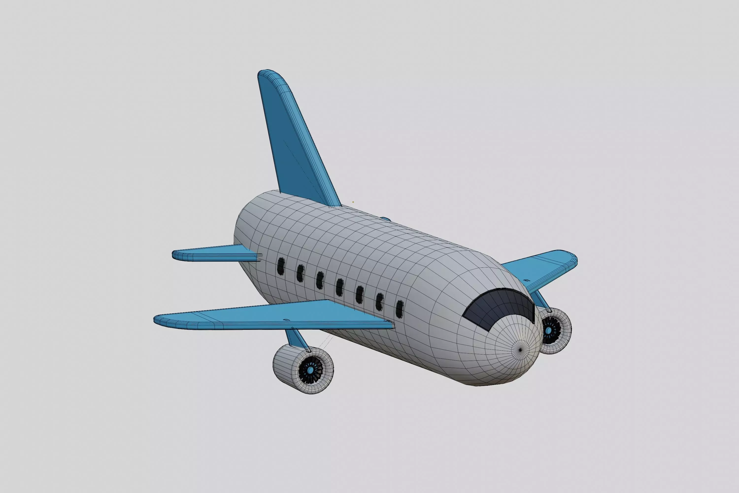 Airplane cartoon Low-poly 3D model_7