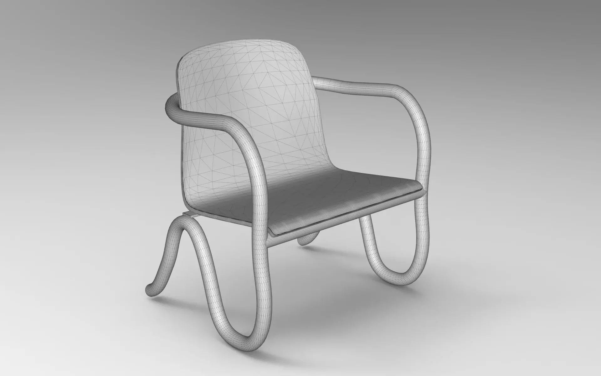 Puhha Armchair Low-poly 3D model_5