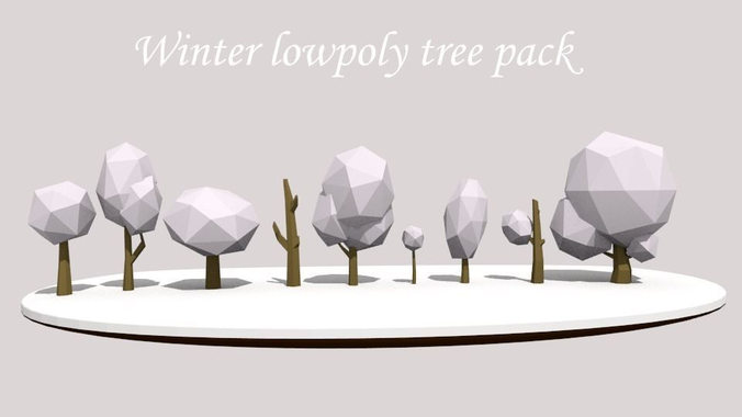 Winter lowpoly tree pack Free low-poly 3D model