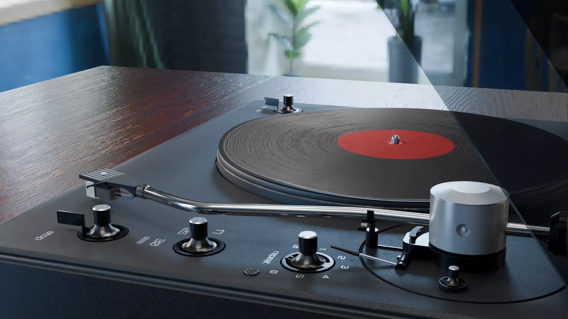 Vinyl Record Player Low-poly 3D model