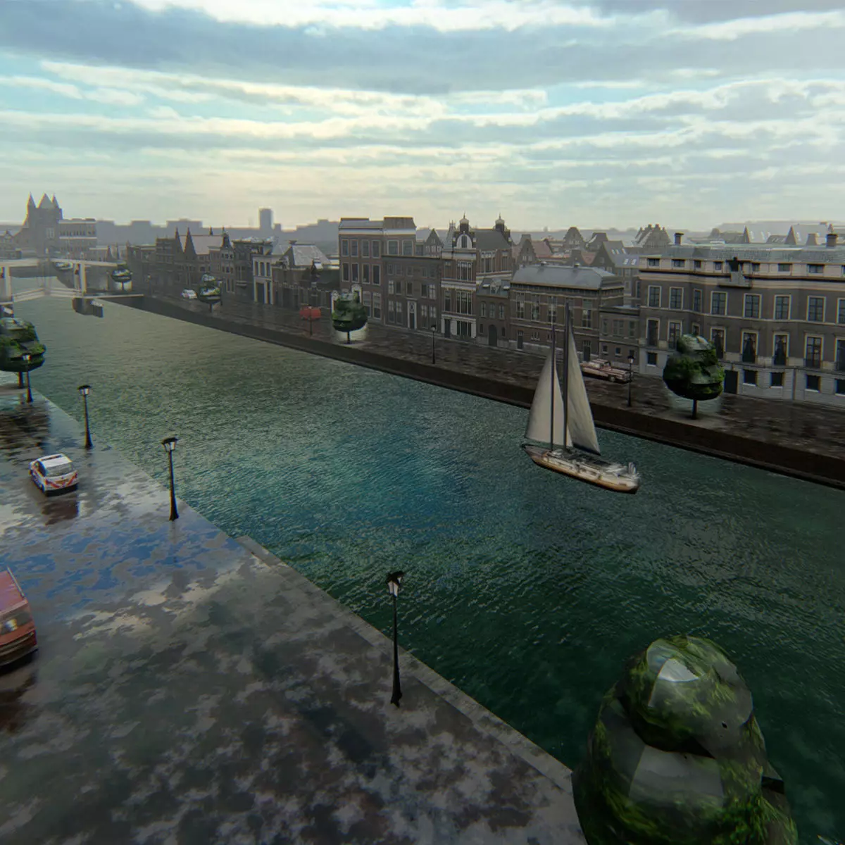 Haarlem City Netherlands  Historic European Cityscape 3D model_0