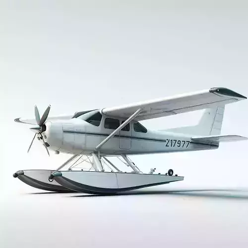 Seaplane Compact Amphibious Aircraft Low-poly 3D model