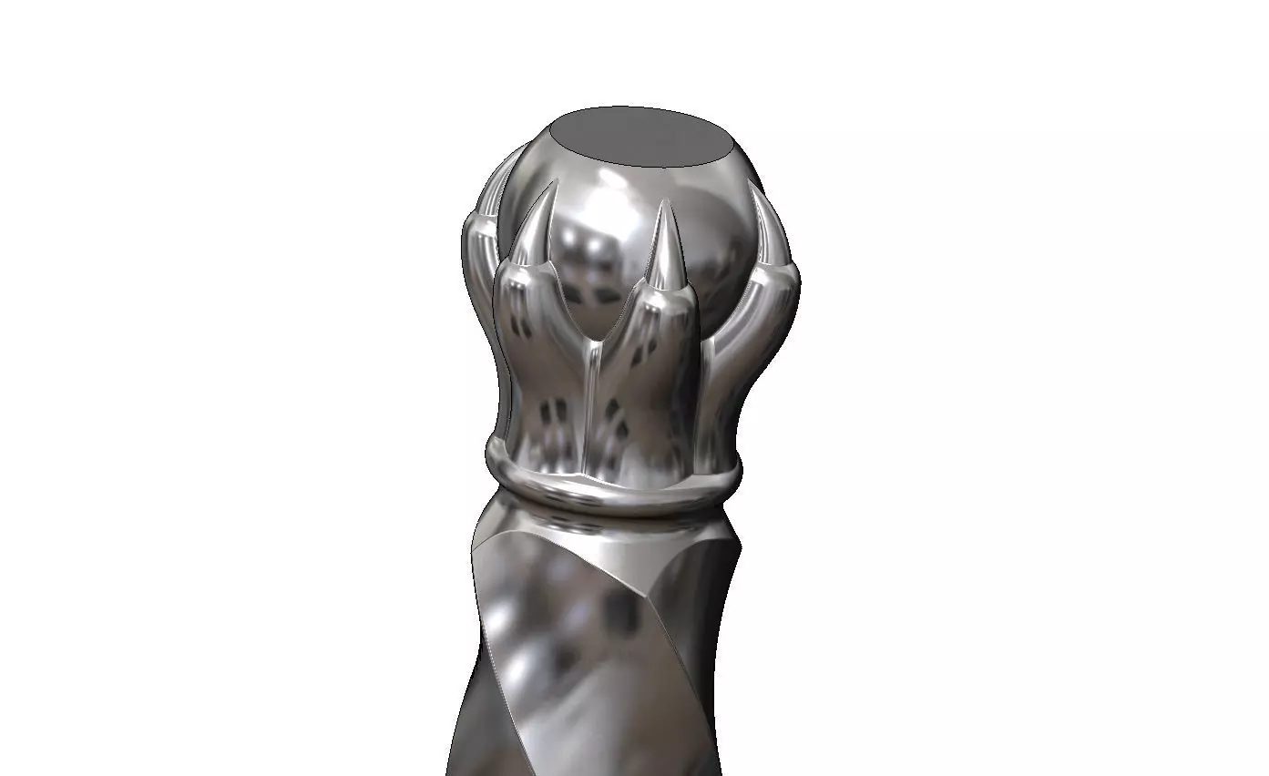 Square twist 6 carved claw bead ends round pillar column 3D print model_8