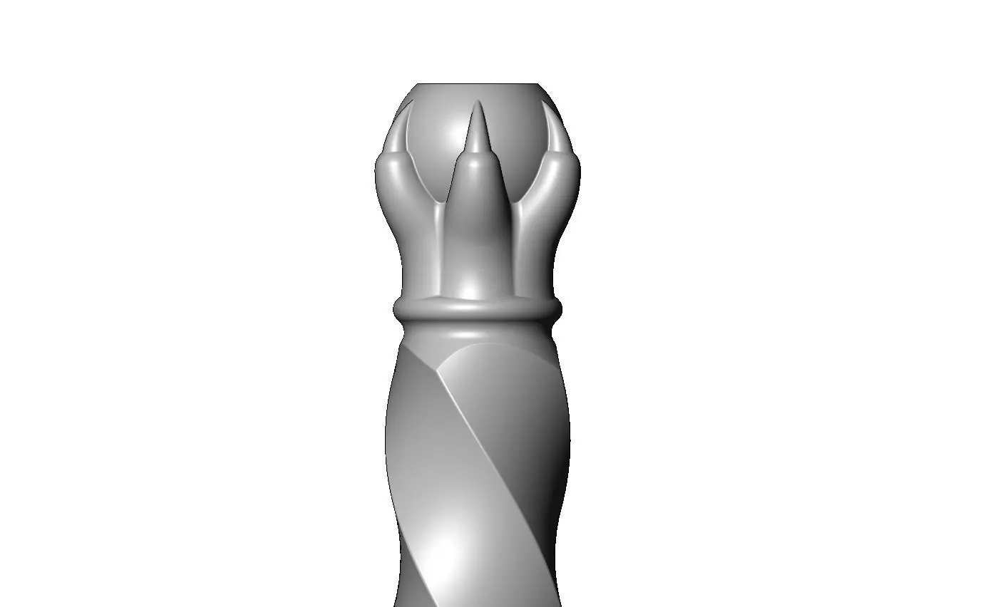 Square twist 6 carved claw bead ends round pillar column 3D print model_2