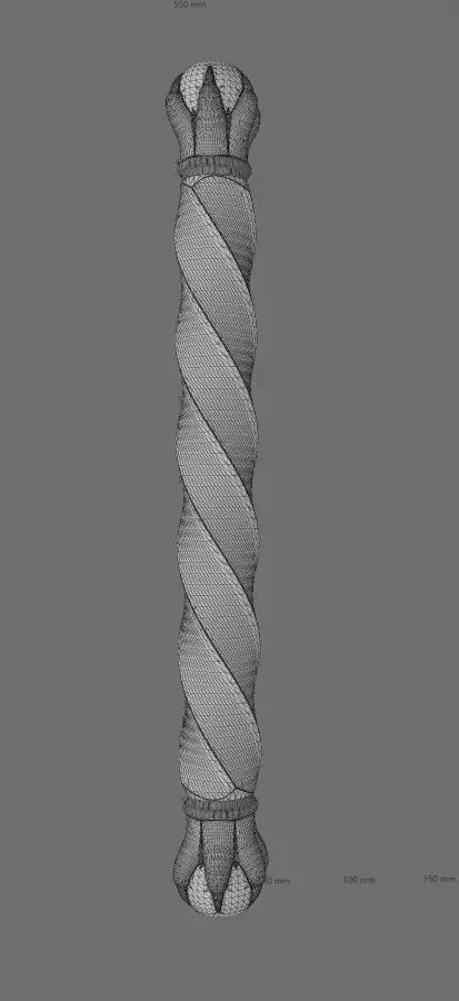 Square twist 6 carved claw bead ends round pillar column 3D print model_11