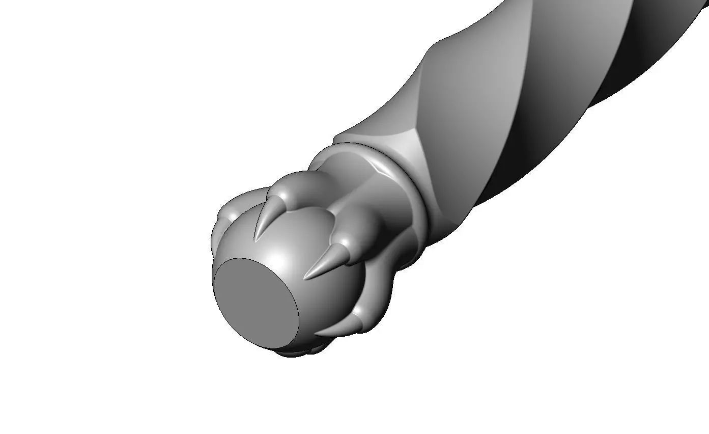 Square twist 6 carved claw bead ends round pillar column 3D print model_3