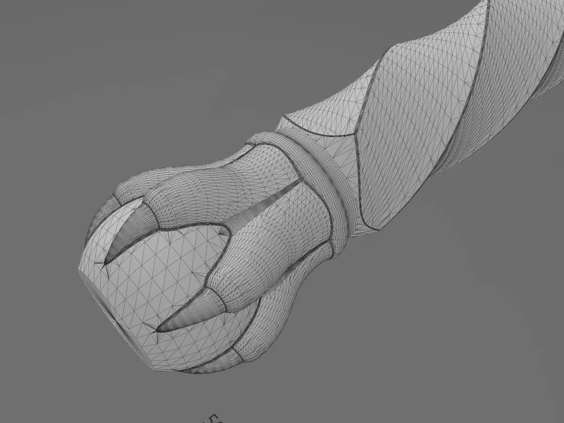 Square twist 6 carved claw bead ends round pillar column 3D print model_12