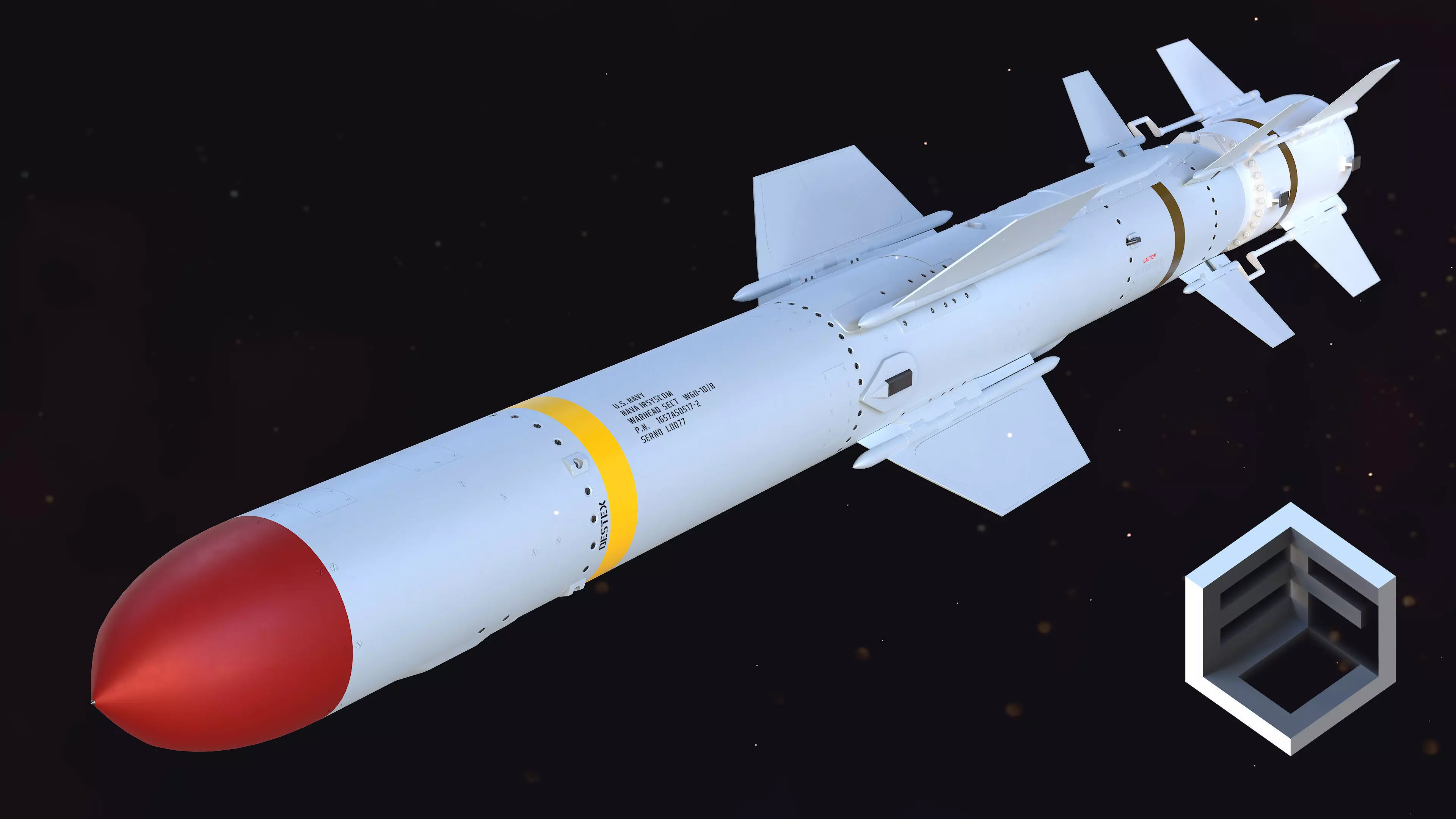 Harpoon AGM 84S Missile 3D model_0