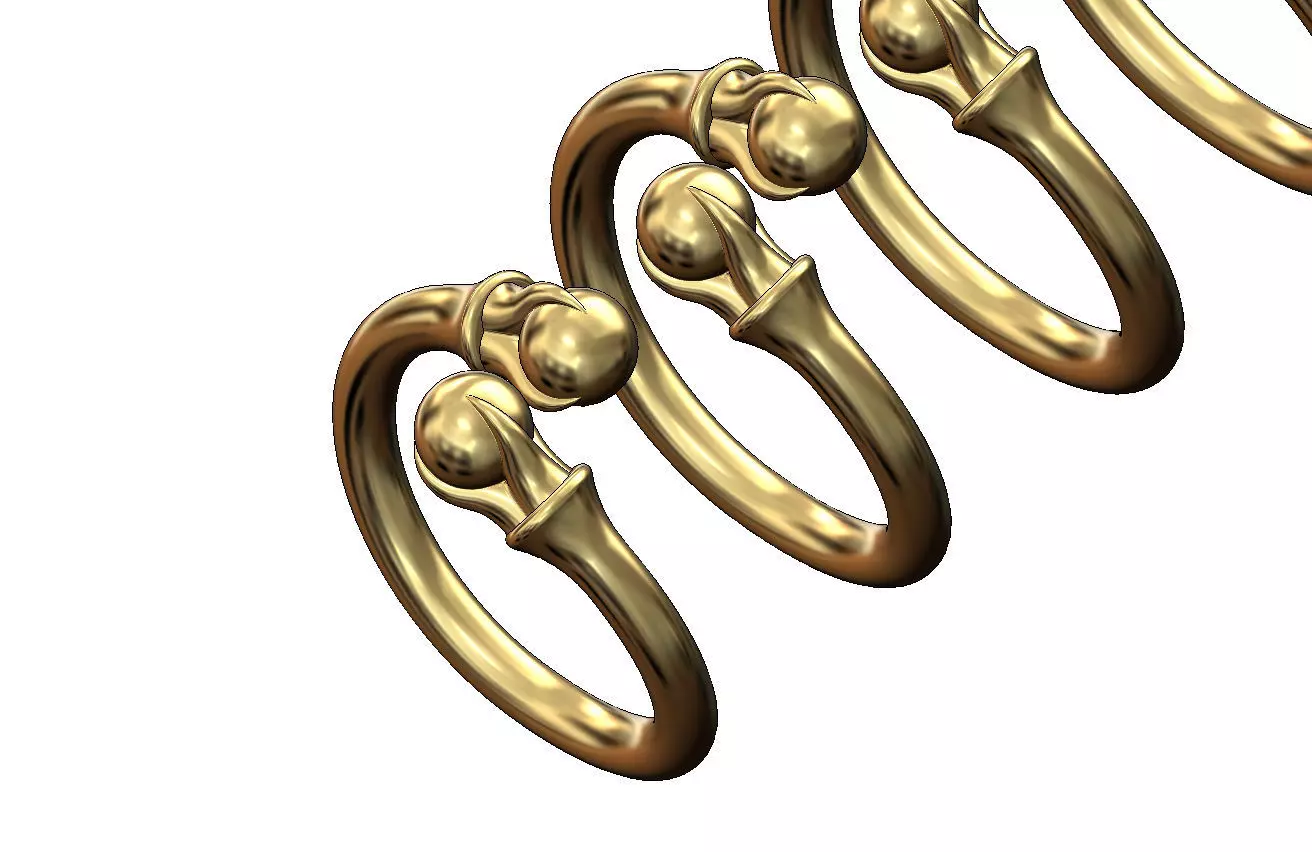 Triple carved claw bead ends bypass band US sizes 5to11 3D print model_1