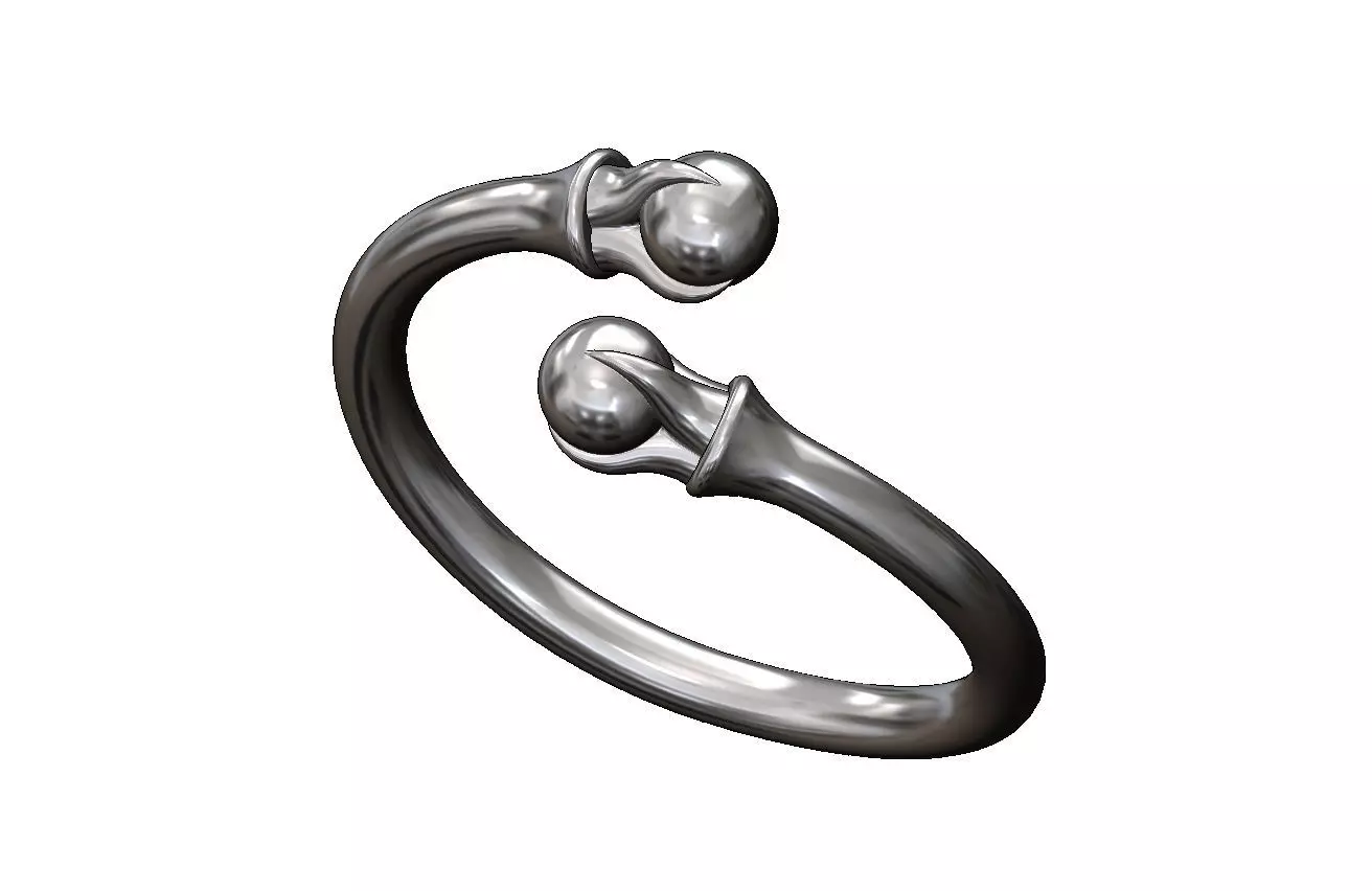 Triple carved claw bead ends bypass band US sizes 5to11 3D print model_10