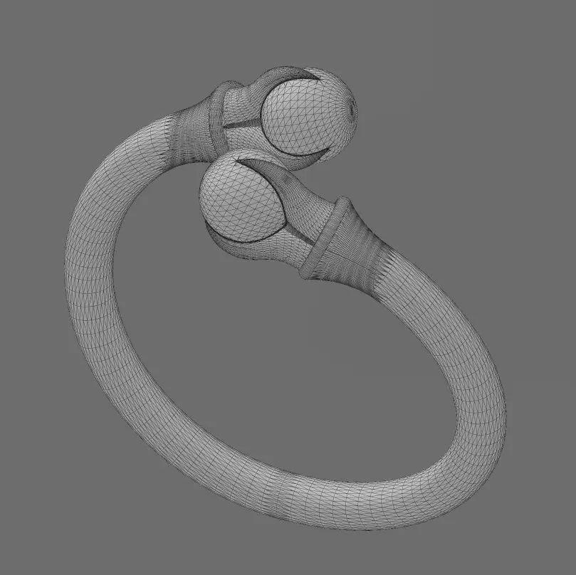 Triple carved claw bead ends bypass band US sizes 5to11 3D print model_14