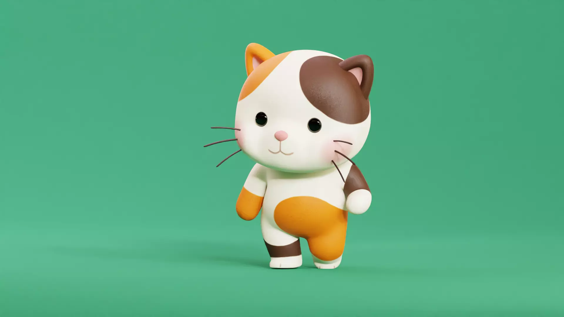 Cartoon Cat Chibi Kawaii Character Rigged Animated  Low-poly 3D model_6