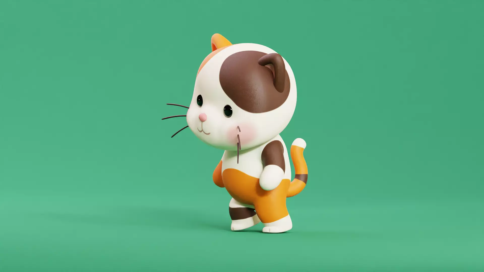 Cartoon Cat Chibi Kawaii Character Rigged Animated  Low-poly 3D model_2