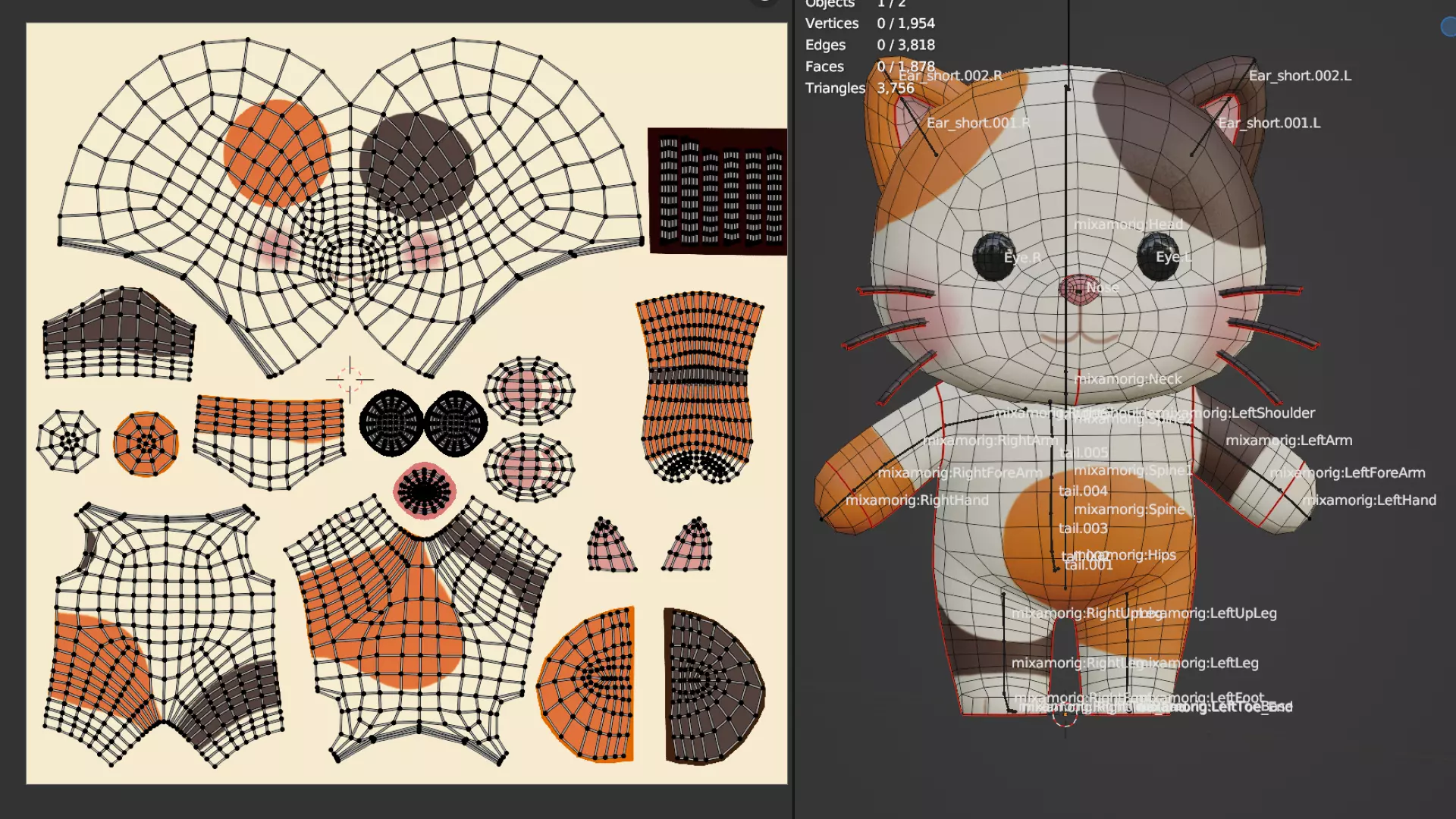 Cartoon Cat Chibi Kawaii Character Rigged Animated  Low-poly 3D model_14