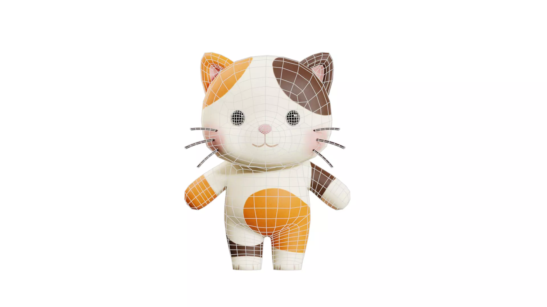 Cartoon Cat Chibi Kawaii Character Rigged Animated  Low-poly 3D model_10