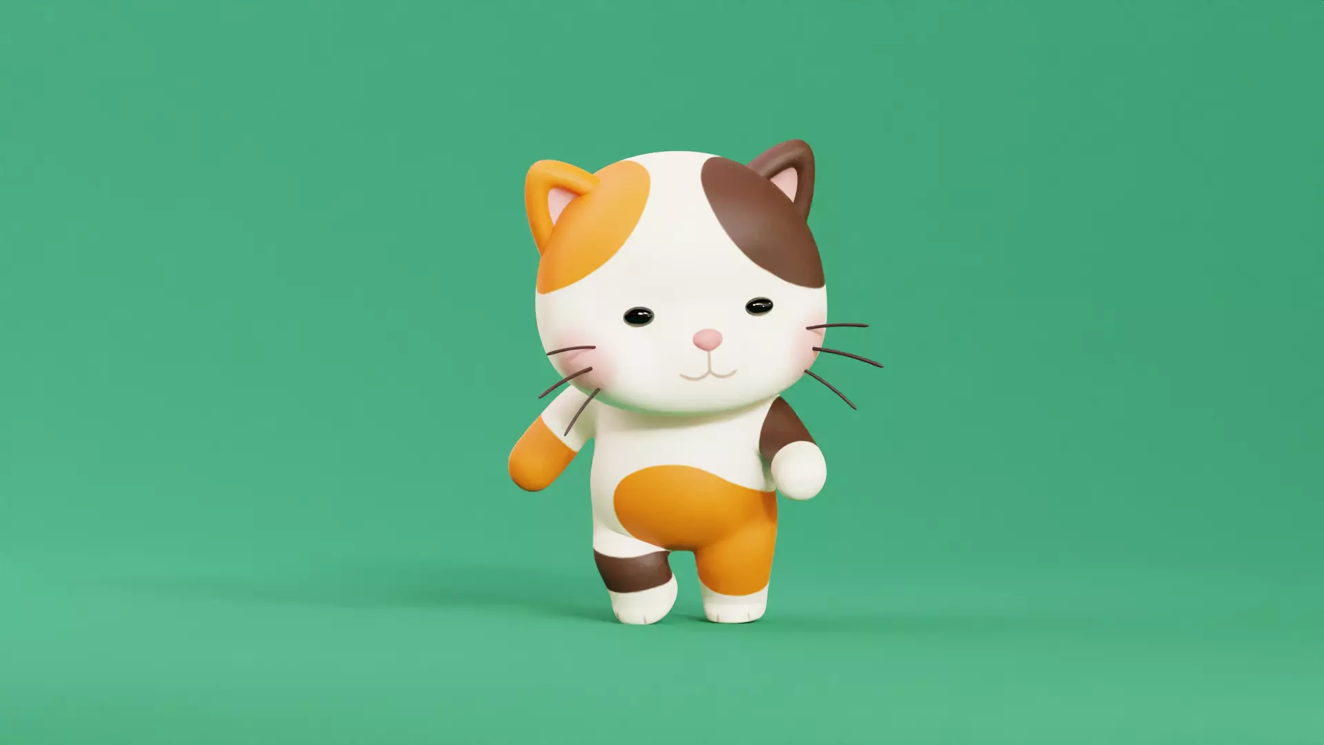 Cartoon Cat Chibi Kawaii Character Rigged Animated  Low-poly 3D model_7