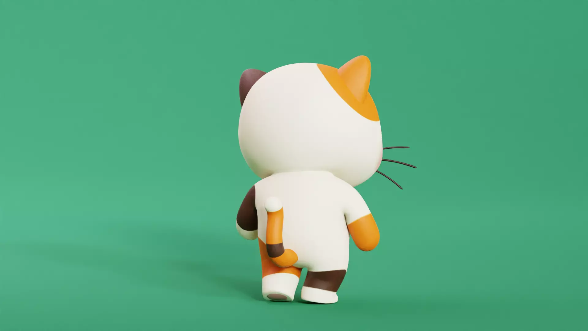 Cartoon Cat Chibi Kawaii Character Rigged Animated  Low-poly 3D model_3